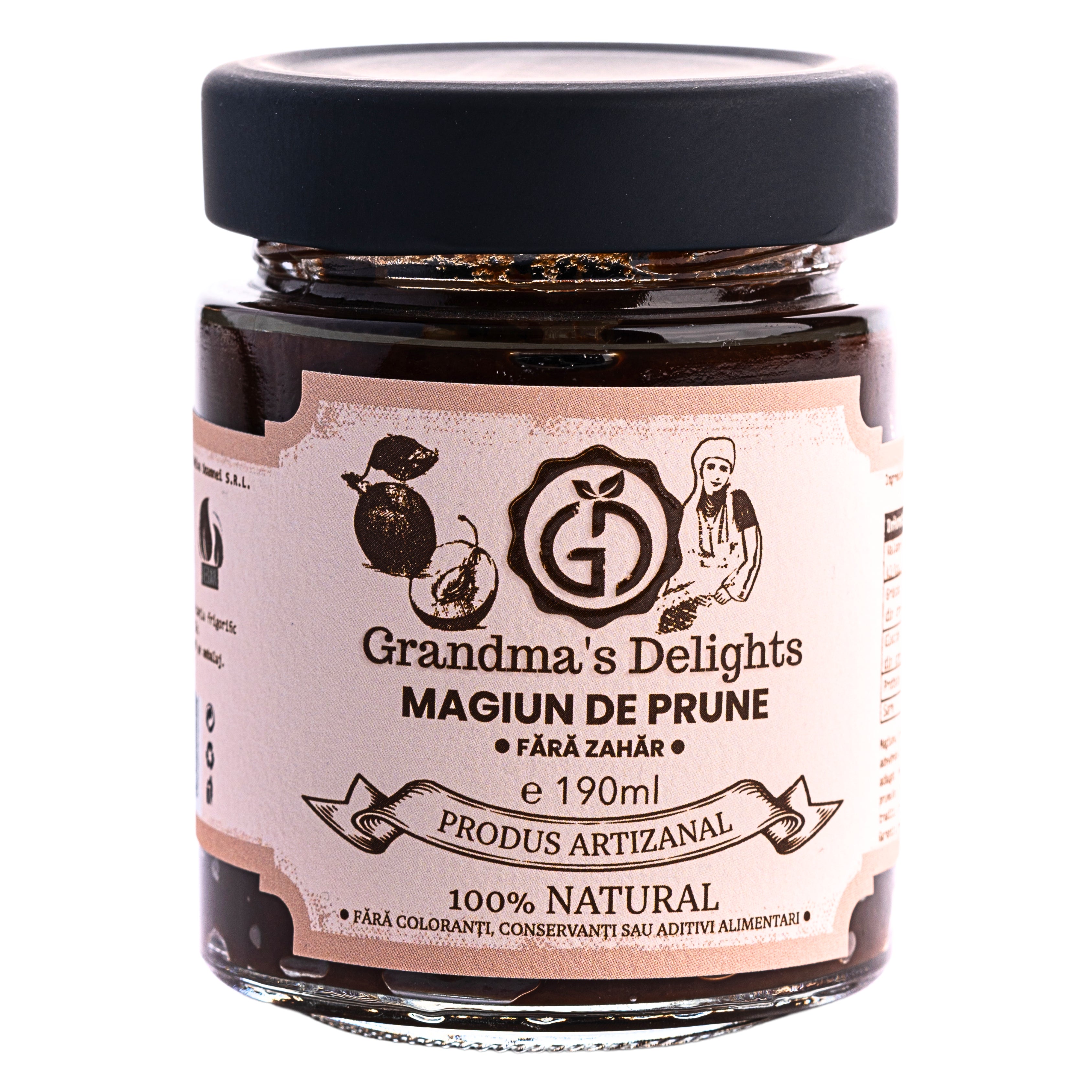 Magiun De Prune Grandma's Delights, 100% Natural, Fără Conservanți și Aditivi 190ml